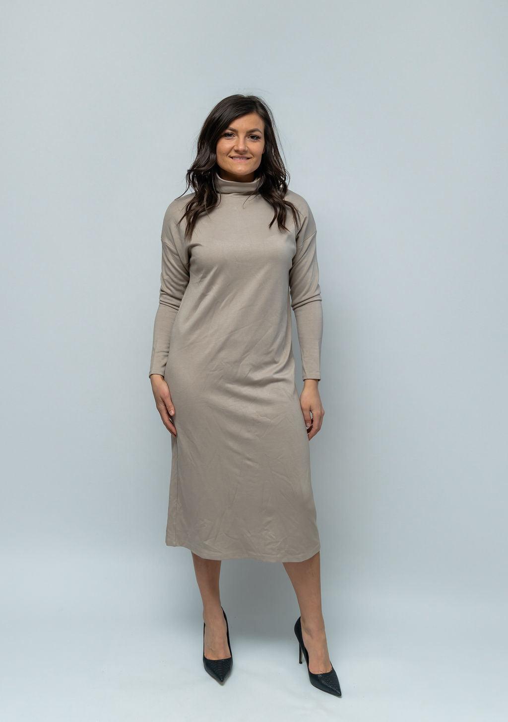 Mock Neck Midi Dress - Versatile & USA Made | Mauve Street Boutique