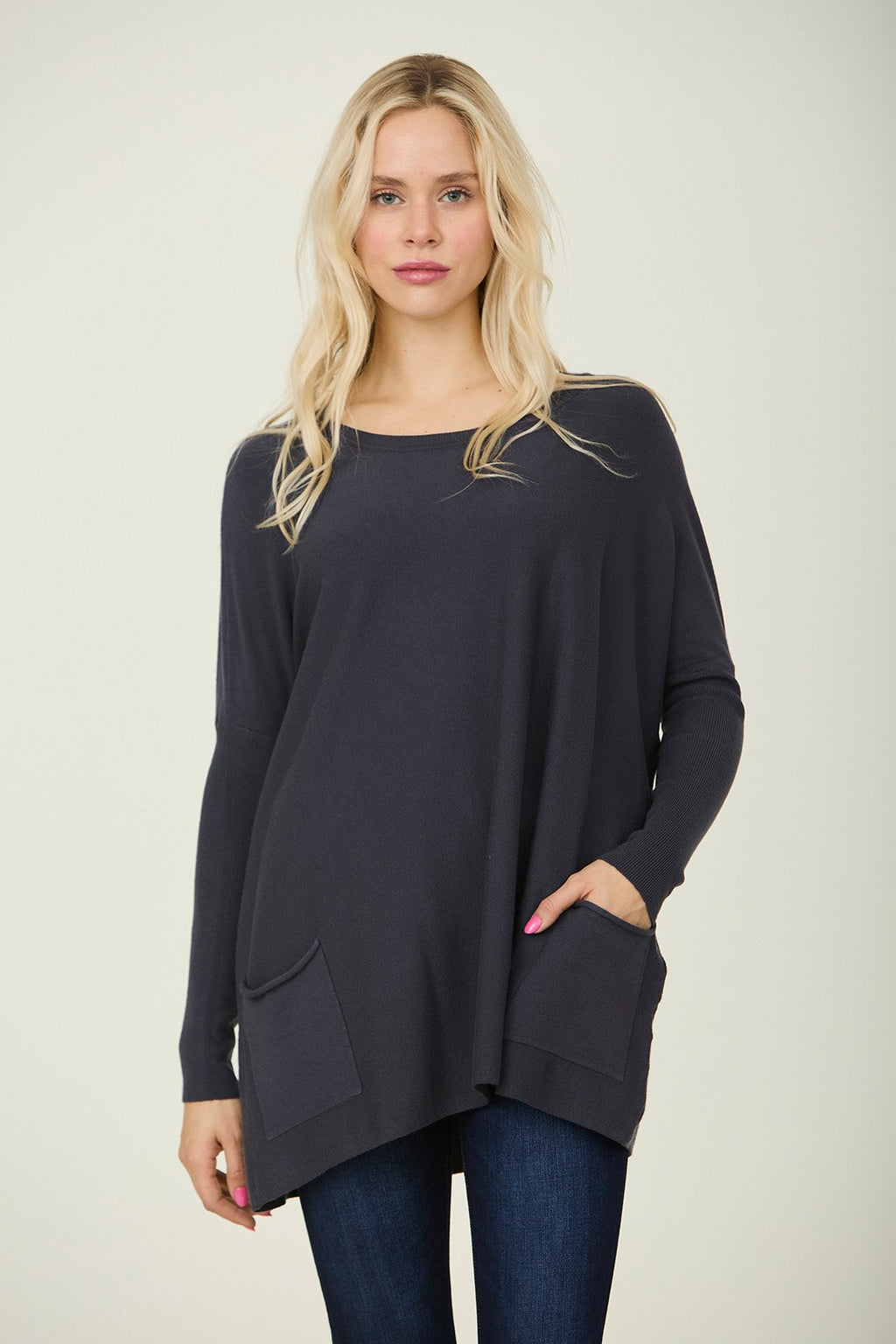 Tia Oversized Dolman Front Pocket Sweater - More Colors