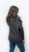 Slouch Neck Knit Sweater-Charcoal - Mauve Street