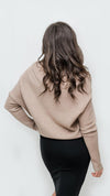 Ali Slouch Neck Knit Sweater in Latte - Mauve Street