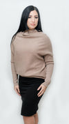 Ali Slouch Neck Knit Sweater in Latte - Mauve Street