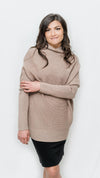 Ali Slouch Neck Knit Sweater in Latte - Mauve Street