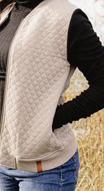Ampersand Avenue Quilted Bomber Jacket Taupe & Black - Mauve Street