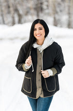 Button Up Quilted Jacket-Black - Mauve Street
