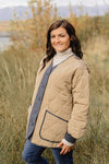 Button Up Quilted Jacket-Tan - Mauve Street