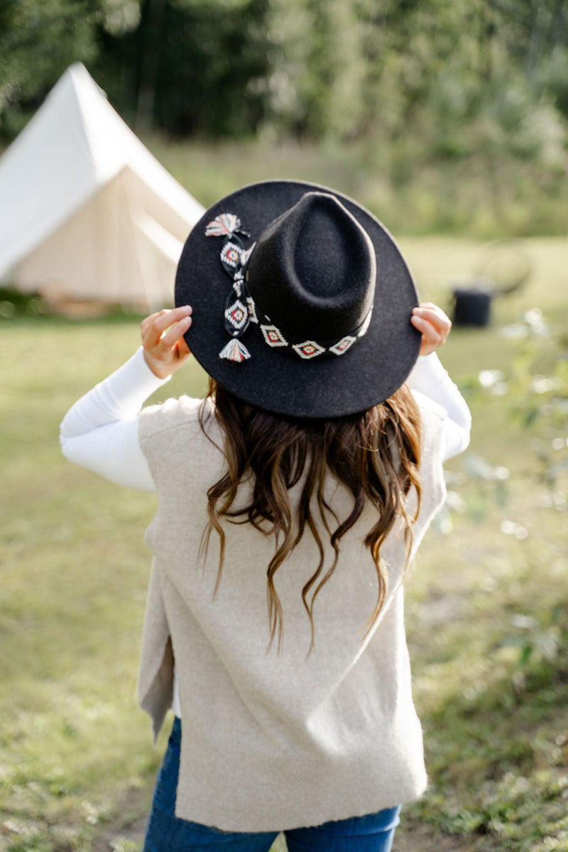 CC Aztec Trim Band Vegan Panama Hat - Mauve Street