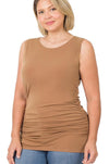 Curvy Side Ruched Sleeveless Tank Top-More Colors - Mauve Street