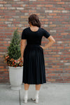 Emersyn Black Pleated Midi Dress - Mauve Street