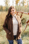 Eva Plush Zip Up Sweater Jacket-Bronze - Mauve Street
