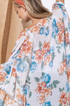 Ivory Blue Floral Print Kimono - Mauve Street