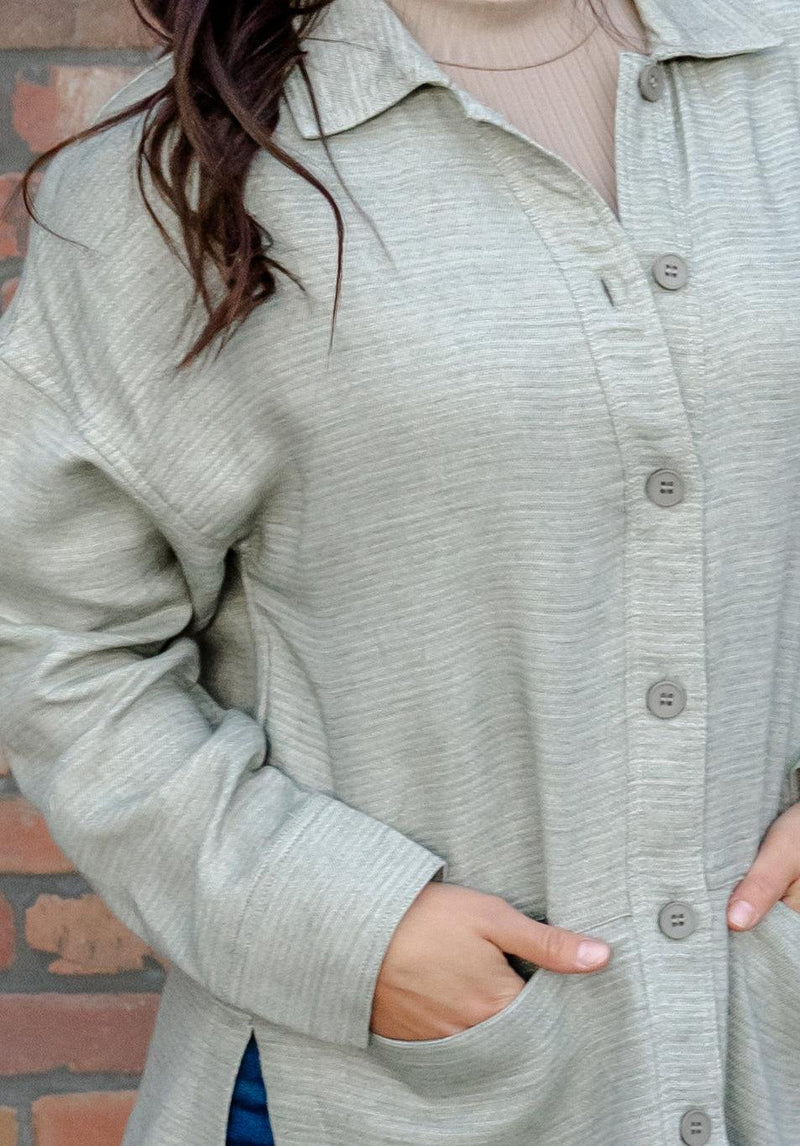Layna Texture Drape Jacket- Artichoke - Mauve Street