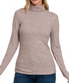 Luxe Ribbed Turtleneck Top-More Colors - Mauve Street