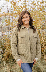 Quilted Jacket w/ Front Pockets- Olive - Mauve Street