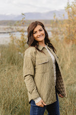 Quilted Jacket w/ Front Pockets- Olive - Mauve Street