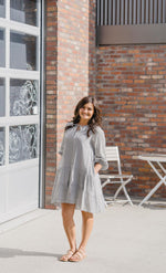 Robyn Tiered Mini Dress- White Black - Mauve Street
