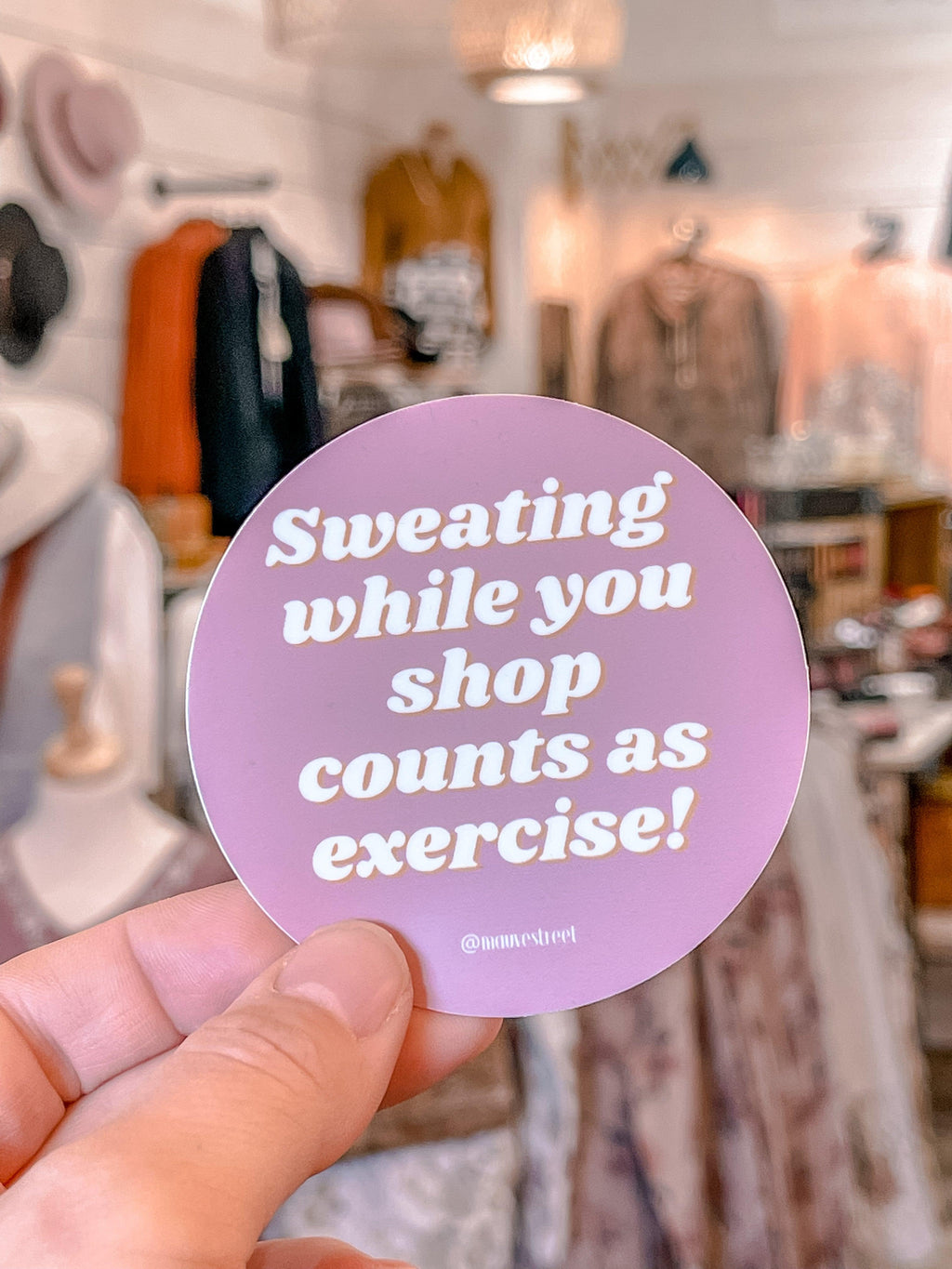 Sweating While You Shop Sticker - Mauve Street