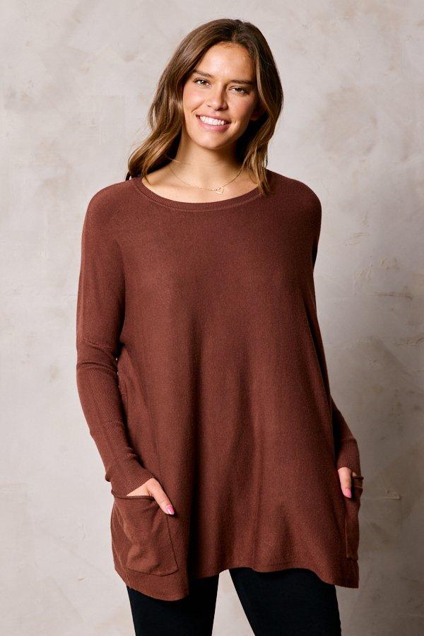 Tia Oversized Dolman Front Pocket Sweater - More Colors - Mauve Street